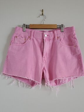 GAP Pink Frayed Hem Denim Stride Short Cotton Shorts Sz 27 Summer Vacation Girly